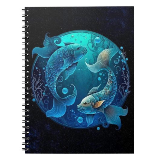 魚座〔占星術の〕十二宮図スパイラルノートブック ノートブック (正面)