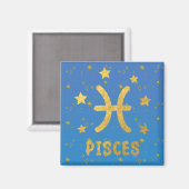 魚座〔占星術の〕十二宮図ブルーと金ゴールドマグネット マグネット (正面/裏面)