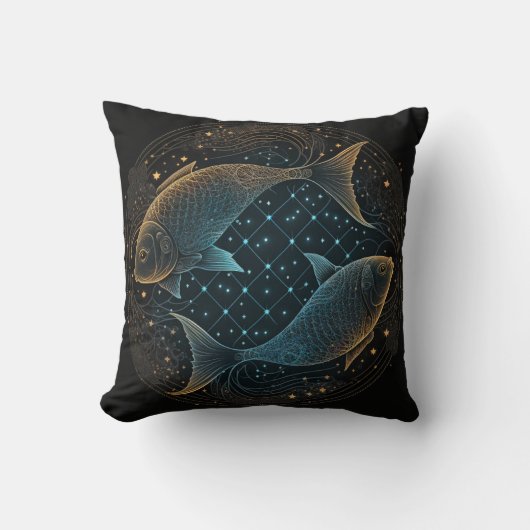 魚座〔占星術の〕十二宮図占星術の枕 クッション (正面)
