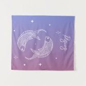 魚座〔占星術の〕十二宮図占星術星記号グラデーション タペストリー (正面(横))