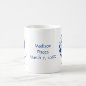 魚座〔占星術の〕十二宮図占星術誕生日ギフトブルーホワイト コーヒーマグカップ (中央)