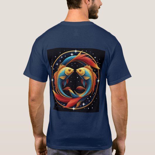魚座〔占星術の〕十二宮図宇宙スタイルへのサイン芸術的 Tシャツ (裏面)
