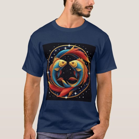 魚座〔占星術の〕十二宮図宇宙スタイルへのサイン芸術的 Tシャツ (正面)