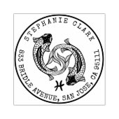 魚座〔占星術の〕十二宮図手描き魚 |差出人住所 ラバースタンプ (インプリント)