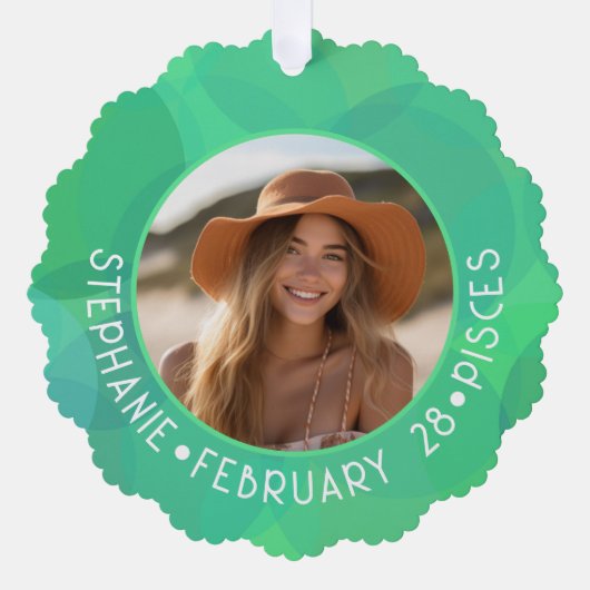 魚座〔占星術の〕十二宮図星占い写真カスタムの誕生日 オーナメントカード (正面)