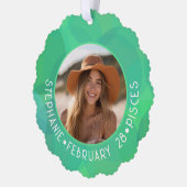 魚座〔占星術の〕十二宮図星占い写真カスタムの誕生日 オーナメントカード (左)