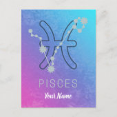 魚座〔占星術の〕十二宮図星印占星術星座 シーズンポストカード (正面)
