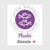 魚座〔占星術の〕十二宮図星徴候パープルステッカー シール (シート)