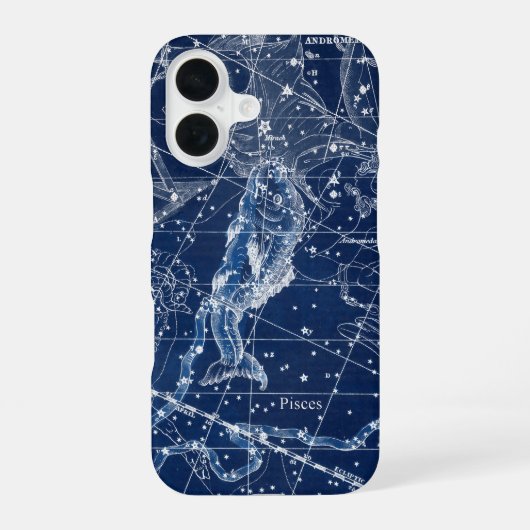 魚座〔占星術の〕十二宮図標識ヴィンテージイラストレーション iPhone 16ケース (裏面)