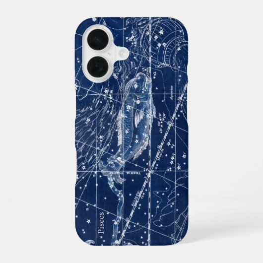 魚座〔占星術の〕十二宮図標識ヴィンテージイラストレーション iPhone 16ケース (裏面)
