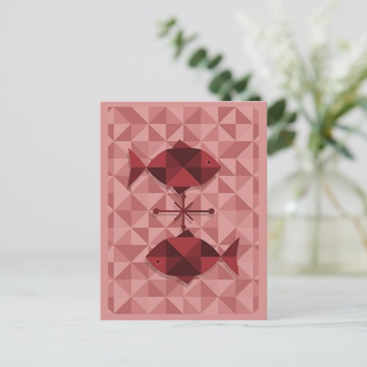 魚座〔占星術の〕十二宮図標識 ポストカード (スタンド正面)