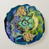 魚座〔占星術の〕十二宮図標識 ラウンドクッション (裏面)