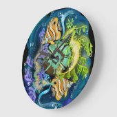 魚座〔占星術の〕十二宮図標識 ラージ壁時計 (傾斜)
