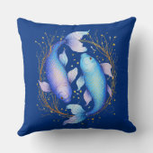 魚座〔占星術の〕十二宮図標識、2つの優雅なコイ魚 クッション (裏面)