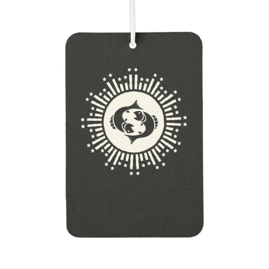 魚座〔占星術の〕十二宮図記号と天空スターバスト カーエアーフレッシュナー (正面)