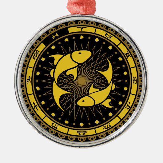 魚座 – 〔占星術の〕十二宮図記号 – 記号 – 占星術 メタルオーナメント (正面)