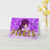 魚座〔占星術の〕十二宮図誕生日カードとかわいこちゃんパイametys カード (黄色い花)