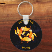魚座〔占星術の〕十二宮図誕生日サインあなたの名前をカスタムする キーホルダー (正面)