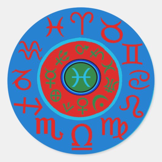 魚座〔占星術の〕十二宮図 ラウンドシール (正面)