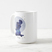 魚座 女性らしさ ブルー ゴールド 星座 デザイン コーヒーマグカップ (正面左)
