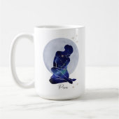 魚座 女性らしさ ブルー ゴールド 星座 デザイン コーヒーマグカップ (左)