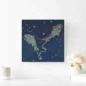 魚座 星図 ヴィンテージ 占星術 スクエア壁時計 (ホーム)