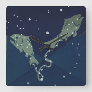 魚座 星図 ヴィンテージ 占星術 スクエア壁時計