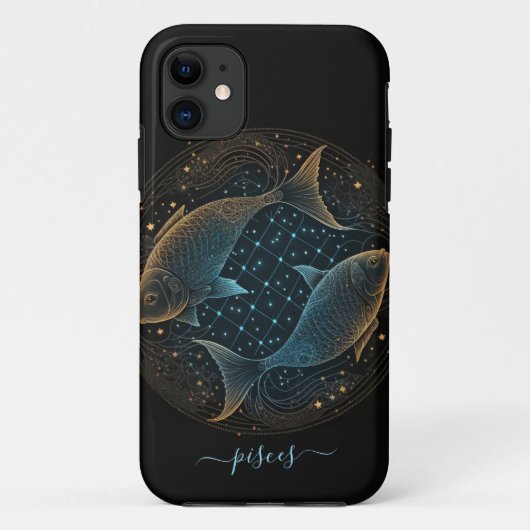 魚座 星座 ブラック ゴールド Case-Mate iPhoneケース iPhone 11 ケース (裏面)