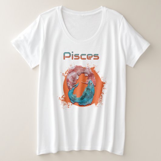 魚座 星座 占い 水 アストロロジー サイン プラスサイズTシャツ (デザイン正面)