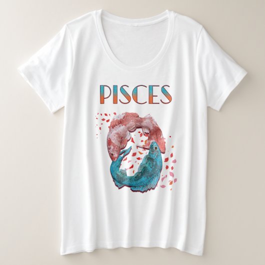 魚座 星座 占い 水 アストロロジー サイン  プラスサイズTシャツ (デザイン正面)