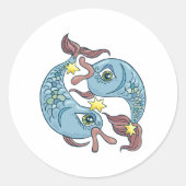 魚座 星座 魚 天体占い ラウンドシール (正面)