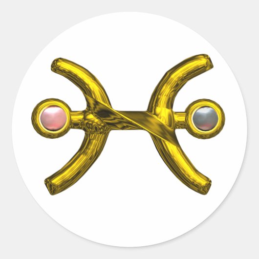 魚座/金ゴールド黄道真珠 ラウンドシール (正面)