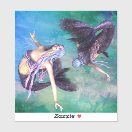 魚座 – 2人の人魚が輪になって泳ぐ シール (シート)