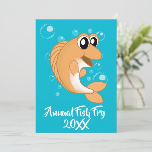 魚揚げシーフード煮パーティーとオレンジ黄色の魚 招待状 (スタンド正面)