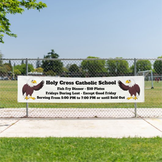 魚揚げ物のイベントか募金活動の校旗 横断幕 (インサイチュ)