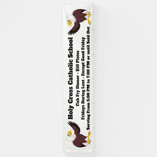 魚揚げ物のイベントか募金活動の校旗 横断幕 (縦)