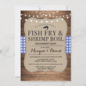 魚揚げ物の婚約の青いシャワーのエビの沸騰 招待状 (正面)