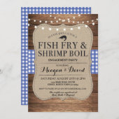 魚揚げ物の婚約の青いシャワーのエビの沸騰 招待状 (正面/裏面)