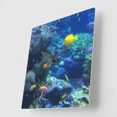魚族館。熱帯魚 スクエア壁時計 (傾斜)