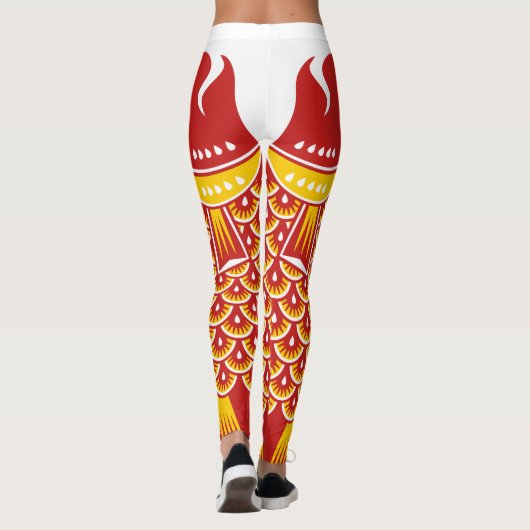 魚日本のの鯉パターン（の模様が）ある登 レギンス (裏面)