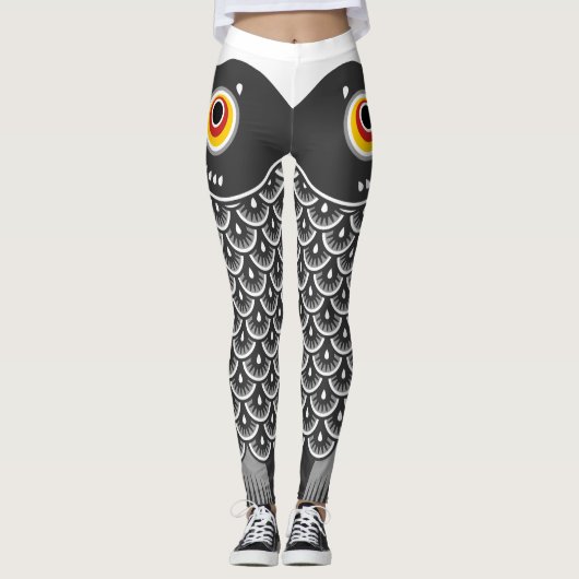 魚日本のの鯉パターン(の模様が)ある登 レギンス (正面)