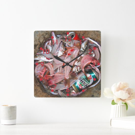 魚時計 スクエア壁時計 (ホーム)