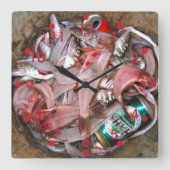 魚時計 スクエア壁時計 (正面)