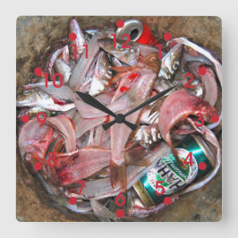 魚時計 スクエア壁時計