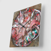 魚時計 スクエア壁時計 (傾斜)