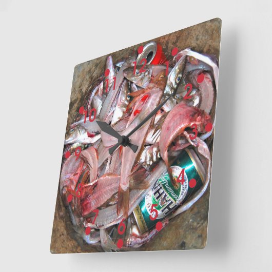 魚時計 スクエア壁時計 (傾斜)