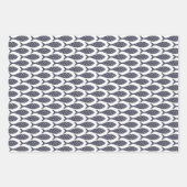 魚柄青白包み紙シート ラッピングペーパーシート (正面)