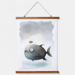 魚水彩プリント 吊り下げ型タペストリー