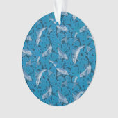 魚水泳海藻コーラルブルーヴィンテージクラシック オーナメント (正面)