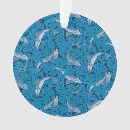 魚水泳海藻コーラルブルーヴィンテージクラシック オーナメント (正面)